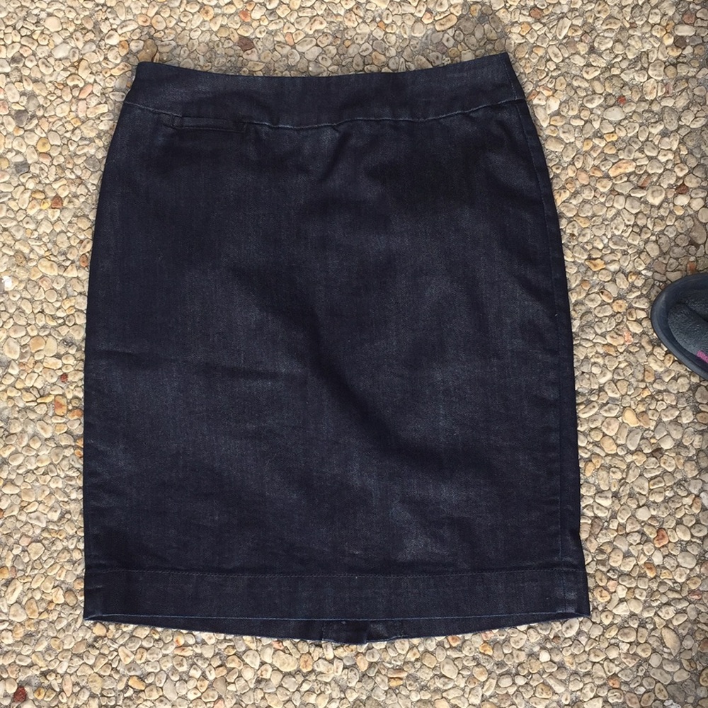 Coldwater Creek denim pencil skirt.  Dark rinse.